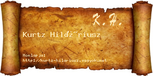 Kurtz Hiláriusz névjegykártya